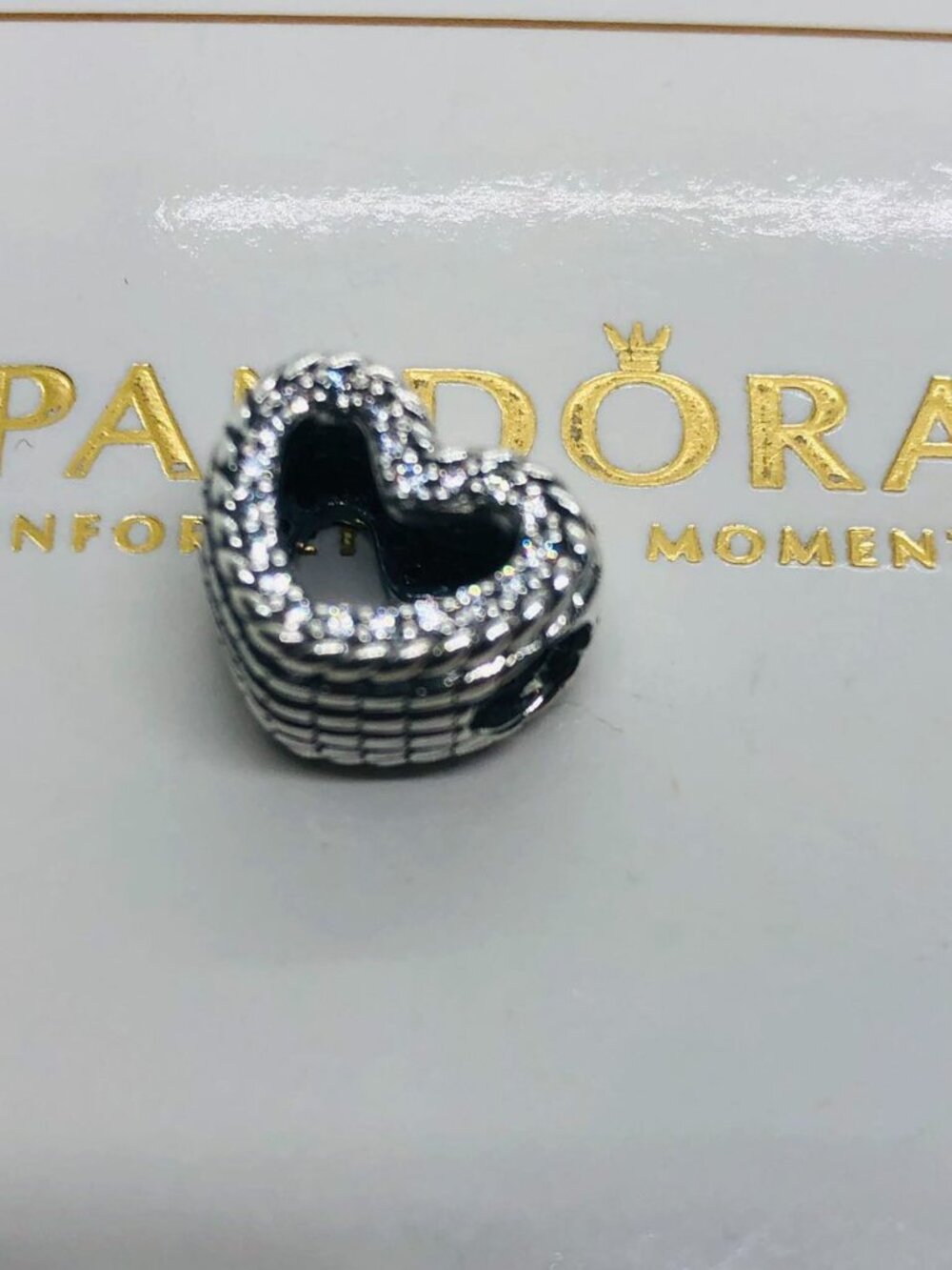 Pandora Snake Chain Pattern Open Heart Charm